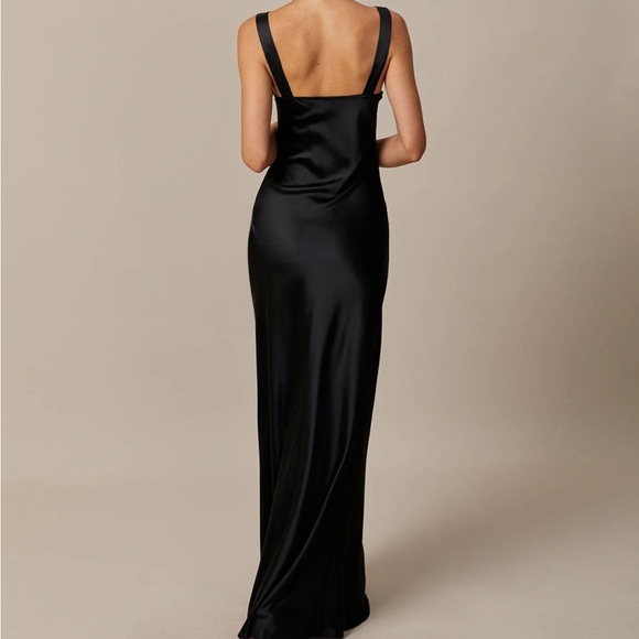 RIHOAS The Black Cowl Neck Sheath Satin Maxi Dress - Picture 5 of 6